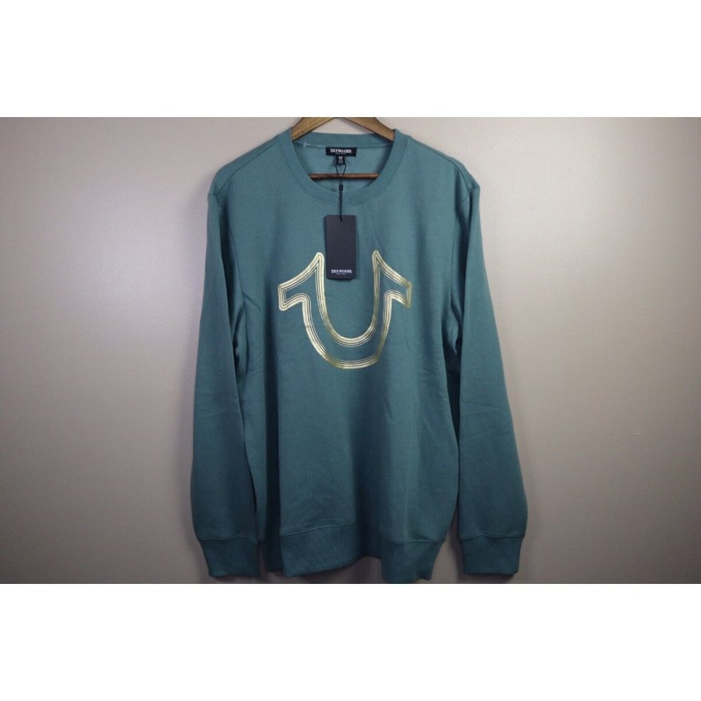 True Religion Sweater Adult Large Green Crew Neck Long Sleeve Pullover NTW Mens